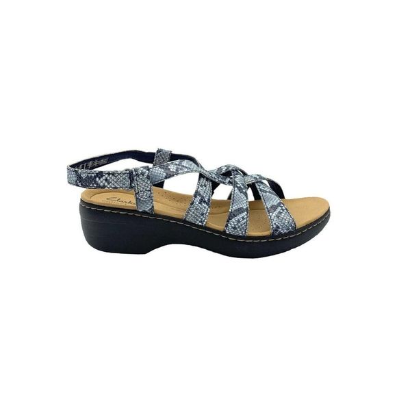 Clarks Collection women Strappy Sandals Merliah rose /Navy Snake /multi sizes - Picture 3 of 5